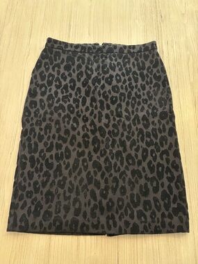 Ann Taylor Velvet Black Leopard-Print Pencil Skirt